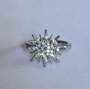 BLING IN CUBIC ZIRCONIA STARDUST QUALITY TITANIUM SILVER NEW 6  STATEMENT RING